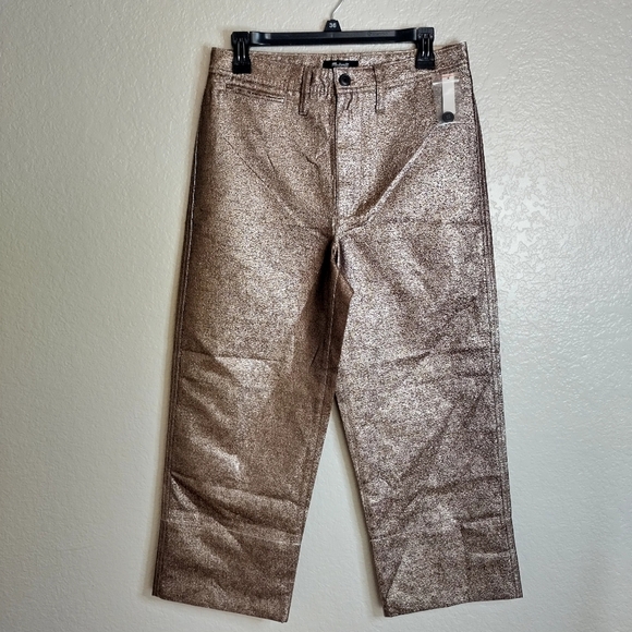 NWT Madewell Slim Emmett Wide-Leg Crop Pants in Metallic Sz 28 - Picture 2 of 10